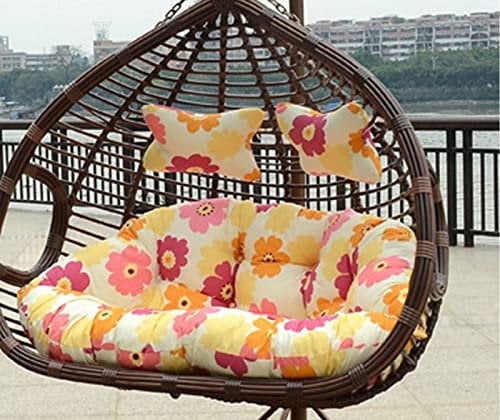 MOOOEHYM Without Stand Thickening 2 Persons Seater Hanging Egg Swing Seat Cushion Washable For Garden,Hammock Chair Cushions,Double Swing Chair Cushion-K 140x110cm(55x43inch)