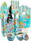 TOYPOPOR Lot de 6 outils de jardinage pour femme avec imprimé floral, truelle, fourchette, ciseaux, 2 bougies et gants, cadeaux d'anniversaire pour maman pour femme jardinier