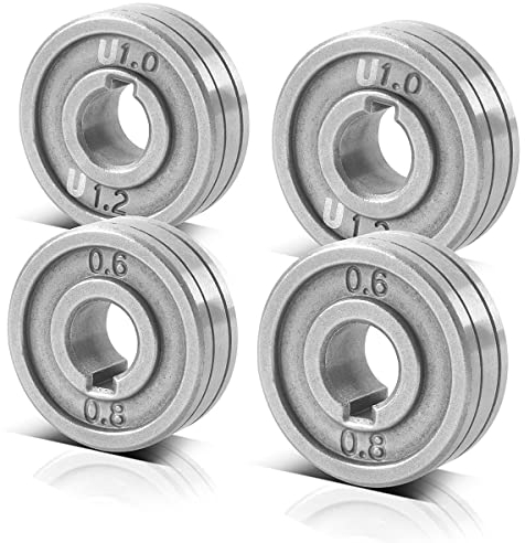 STAHLWERK 4er Set Drahtführungsrolle/Drahtvorschubrolle mit 0,6/0,8 mm V-Profil und 1,0/1,2 mm U-Profil zum Schweißen von Aluminium, Fülldraht und Massivdraht mit MIG MAG Schweißgeräten
