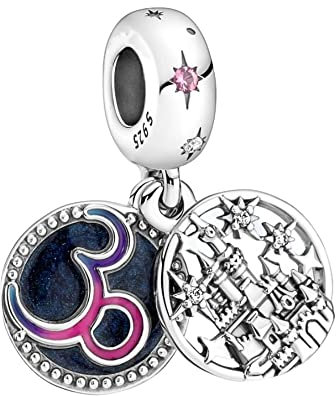 BEEUVIP Damen Schloss baumeln Charm Anhänger für Armband 925 Sterling Silber Geburtsstein Charms Beads passend für Armband