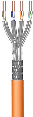 Ewent IM1225 30m Reel Ethernet Network Cable CAT.7|LSZH|S-FTP|AWG23/1|CU Solid Pure Copper|CPR, Class B2ca&Eca|10GBit Ethernet|1200 MHz|ideal for PC,Router,Modem,Switch,TV,PS5,Xbox, ORANGE 30 Metres