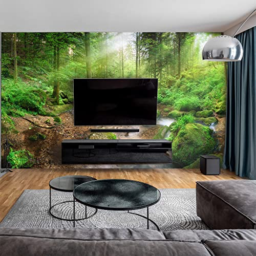 dedeco Panneau mural de salon - Motif forêt V3 - 300 x 150 cm - Imperméable - Robuste - Revêtement mural en verre acrylique 3D - Aspect verre