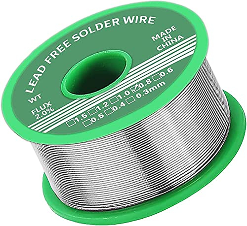 Stagno per saldatura 0,8 mm, stagno per saldatura con flusso 50 g, senza piombo con nucleo di colofonia, filo per saldatura per la riparazione e il fai da te di componenti elettronici per saldatura