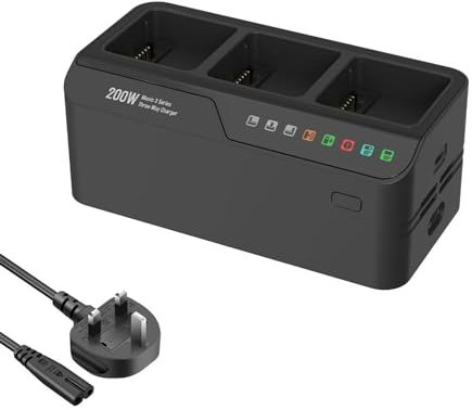 ‌ONTOMYO 200W Fast Charging Hub for DJI Mavic 3/3 Pro, Simultaneous 3 Battery Charger with UK AC Cable, for DJI Fast Battery Charger Accessories