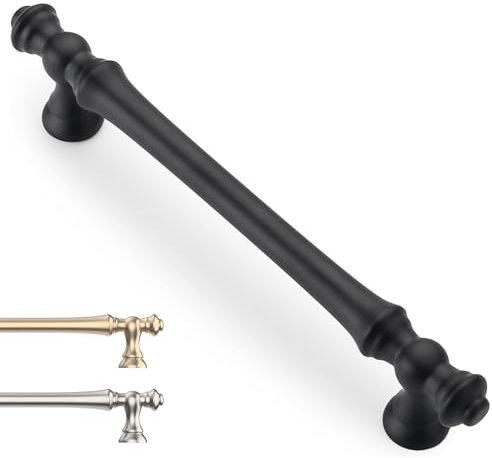 9BUILD 6 Piezas Negro Distancia del Agujero 128mm Tiradores Armarios Cocina Tiradores Cajones Baño Dormitorio y Oficina EU0040