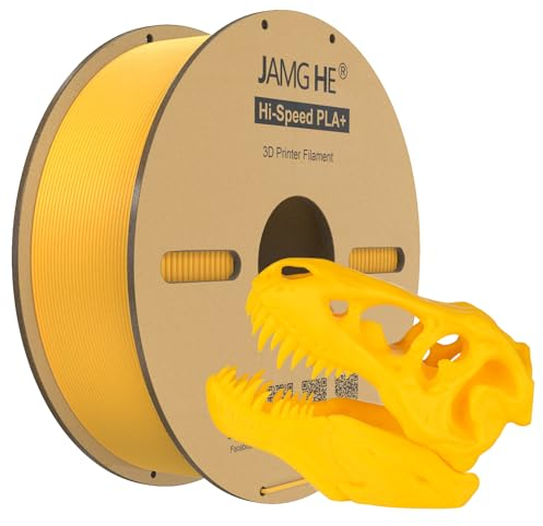 JAMG HE High Speed PLA+ Filament, 1.75mm 1kg Hi-Speed PLA+ 3D Printer Filament ± 0.01 Dimensional Accuracy 3D Printing Filament Cardboard Spool Fits for Most FDM 3D Printers (1KG, Yellow)