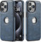 Sibada Leder Hülle für iPhone 15 Pro Max Handyhüllen Logo Sichtbar Premium Leder Klassisch Luxus Elegant Dünn iPhone 15promax Cover (2023) 6.7 - Marine Blau