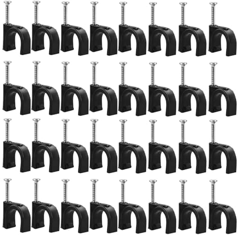 Loscrew 300Pcs 8 mm Cable Clips Round Cable Clamps Cable Holder for Ethernet Cable, Telephone Line, TV Cable, Wall Wire, Management Wire