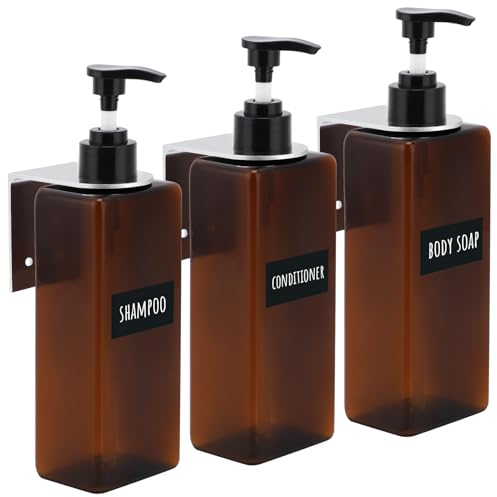 Segbeauty Distributeur Savon Mural, 3 Pièces Flacon Pompe Vide 500ml, Distributeur Liquide Vaisselle avec Étiquettes, Bouteille Savon pour Cuisine, Salle de Bain, Hotel, L'école