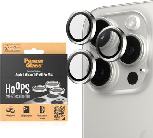 PanzerGlass™ Hoops Kameraobjektivschutz für das Apple iPhone 15 Pro | Pro Max - Schutz mit Stil, stoßfestes Glas, weiß