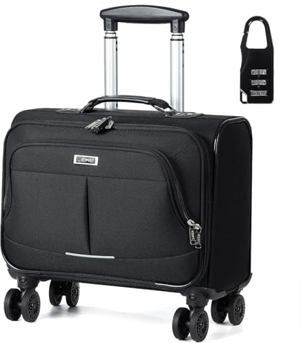 Lekebobor Rolling Laptop Bag, Rolling Briefcase for Men Women Fits Up to 17.3 Inch Laptop Briefcase on Wheels,Black, Black, Rolling Briefcase