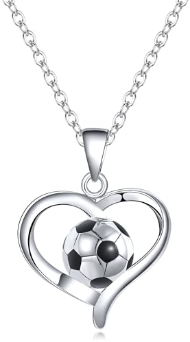 CyxenNova Kette Herren Halskette Herren, Edelstahl Kette Gold Silber Mit Fußball Anhänger, Modeschmuck Kette Schmuck Herren, Geschenke Für Männer (Herz silber)