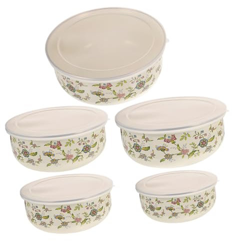 ABOOFAN 5st Emaille-emaille-schüssel Salat-rührschüssel Salatschüsseln Zum Mittagessen Suppenschüssel Aus Emaille Nudelschalen Nistschalen Zum Kochen Obstgericht Lebensmittel