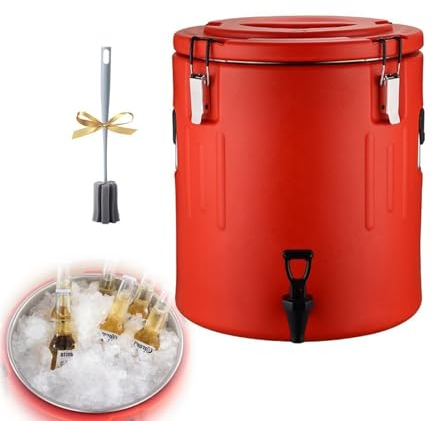 ANSNOW Urna per Catein Acciaio Inossidabile da 10L/20L/30L/40L/50L/60L/70L Dispenser per Bevande Calde Ede Bollitore Termostato Dispenser per Tè e Caffè per Home Office Bar Commerciali Feste/Rosso/5
