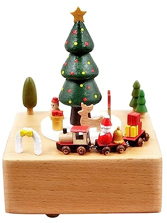 itrimaka Weihnachts-Spieluhr zum Aufziehen - Holz-Weihnachtsbaum-Spieluhr | Kreative Spieluhr, rotierende Musikdekorationen für Weihnachten, Festival, Feiertag