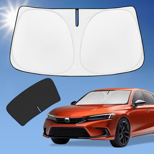 Parasol para Honda Civic 2022-2024, Parasol de 4 Capas para Ventana Delantera, Ajuste Personalizado Civic (no para Deporte 2022) Sedan, LX, EX, EX-L, Touring Sun Visor 240T, Accesorios de Coche