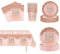 YaYaFunFun Juego de 69 piezas de vajilla para fiesta de cumpleaños número 18 de color oro rosa con platos de papel 32P, servilletas de 20 piezas, 1 mantel de 18 años, vasos de papel para decoración de