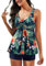 UMIPUBO Maillot de Bain Femme 2 Pieces Tankini Shorty Sexy Col en V Swimwear Grande Taille Bikini Gainant Ventre Plat Réglable Swimsuit avec Boyshort(Marine,XL)
