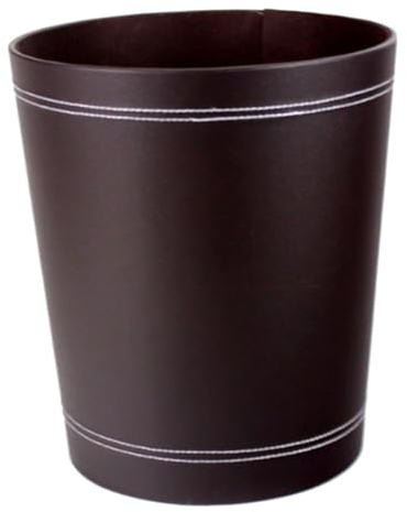 Zerodeko Round Leather Waste Basket Stylish Trash Can for Home Office Creative Design Material Easy to Use for Modern Interiors