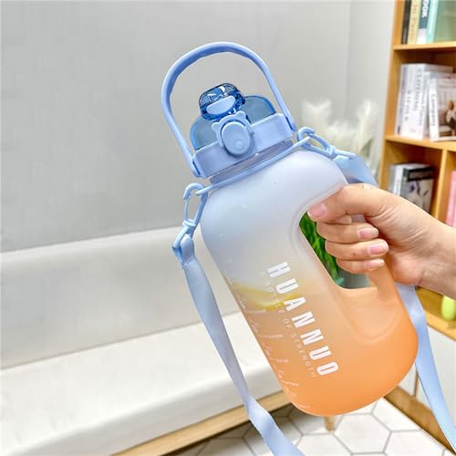 TGGOHIGH Bouteille d'eau De Sport,avec Marque d'eau Potable,Grande Cruche d'eau De Remise en Forme Étanche,pour La Salle De Sport, L'entraînement, L'extérieur, La Randonnée,D,2200ml