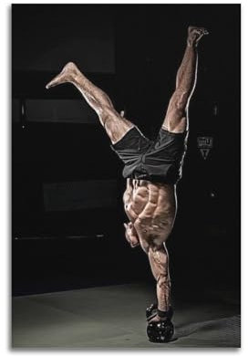 BPQN Fitnesstraining-Poster, Kugelhantel-Handstand, Einhandstützung, dekoratives Gemälde, Leinwand, Kunstbild, 50 x 75 cm