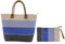 Vico Casa® VERSILIA Borsa mare donna con pochette, borsa spiaggia/Colore Blu/Borsa a spalla 50x35X20cm con borsetta, cerniera e tasca interna e manici