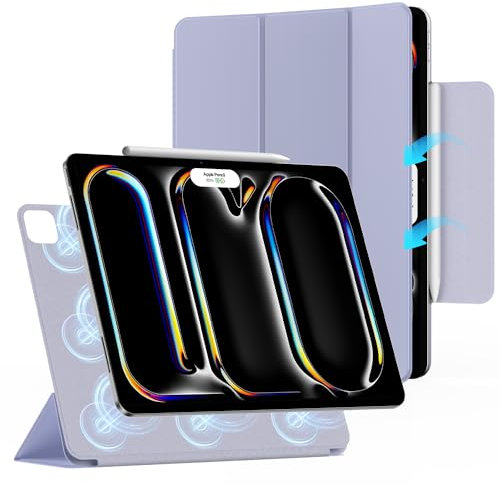 ZtotopCases Hülle für iPad Pro 13 Zoll 2024, Leistungsstarke Magnetische, Ultradünne, Leichte Schutzhülle mit Klappbarem Ständer und Auto Schlaf-/Weckfunktion, Lila