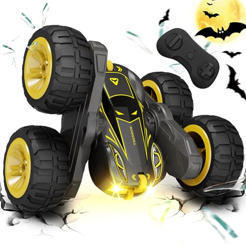 Tecnock 2024 Coche teledirigido con Mando a Distancia de 2,4 GHz 360 ° Flip Stunts RC Coche Monstertruck con luz Colorida a Partir de 3 – 12 años Juguete al Aire Libre Regalo para niños