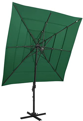 CIADAZ Sombrilla de 4 niveles con poste, Parasol Exterior Jardin, Sombrilla Jardin, Para Sol De Playa, aluminio verde 250x250 cm
