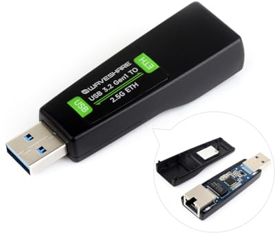 Waveshare USB to 2.5G Ethernet Port Converter, High-Speed Networking, Driver-Free 2.5G USB Ethernet Adapter, Compatible with Raspberry Pi 5/Jetson Nano/PC and Windows/MacOS/Linux/Android System
