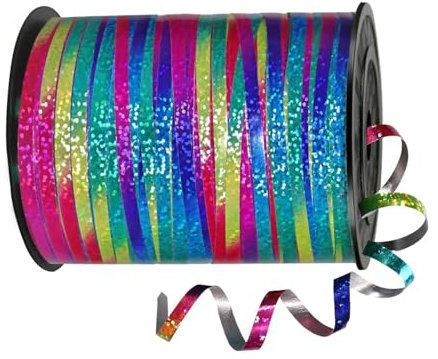 Geschenkband Regenbogen 5mm Breit,450M Kräuselband Geschenkbänder Schleifenband Glitzer Ballonband Ringelband,Dekoband für Hochzeit Weihnachten Neujahr Geburtstag Geschenkverpackung Ballonverschlüsse
