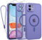 Phoona Cover Magnetica per iPhone 11 6,1 con Cordino e 2 Pellicole in Vetro Temperato, Compatibile con Magsafe, Custodia Traslucida Opaca Resistente Antiurto Sottile Protettiva Case, Lilla