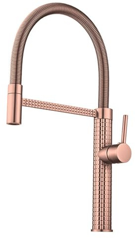 BiaoTeng Wasserhahn Küche Mischbatterien Küchenarmatur mit Brause Heiß und Kalt Einzelloch Wasserauslass mit 2 Modi Spiralfederarmatur Küche Roségold
