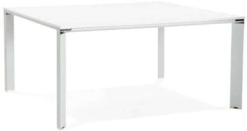 Weißer Büroschreibtisch XL | Großer Besprechungstisch | Arbeitstisch für Konferenzräume | 160x160 cm | Geräumige Arbeitsfläche | Chromdetails | Modern & Praktisch | Für bis zu 8 Personen | KERIX