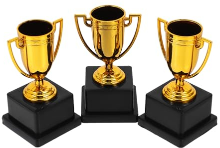CAXUSD 3St Trophäe kleine Pokale Schulfestpreis Siegerpokal Pokale Mini-Preispokale Sportpokal für Kinder Mini-Award-Cupsr Plastik Golden Wiederverwendbar