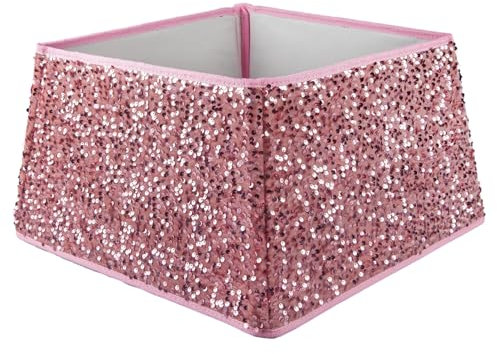 VFM e-Store - Christmas Tree Skirt Folding Sequin Xmas Decoration X Stocking Filler Xmas Present Celebration Festive Winter Ornaments - 30. 2cm Rose Pink