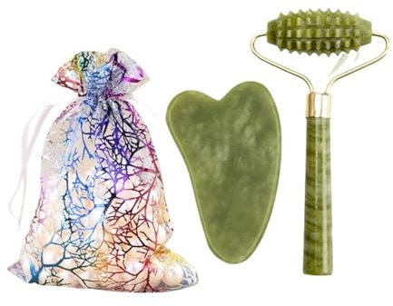 Rullo di giada in polvere di quarzo rosa per massaggi spa viso rosa Gua Sha Guasha strumento di bellezza sollevabile (tipo r)