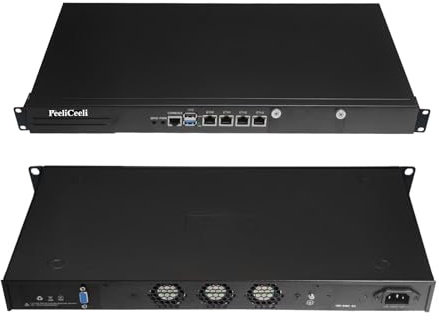 PeeliCeeli 19” Firewall Hardware Quad Core N100, 1U Rackmount Router PC with 4 x i226V 2.5G LAN, OPNsense Network Security Appliance with USB3.0, VGA, Barebone (No RAM/SSD/System)
