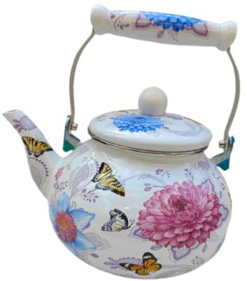 Colcolo Bollitore per Il tè in Smalto da 2,5 l con Manico, scalda-Latte, brocca per Bevande Multiuso, teiera Turca a Prova di perdite, brocca per l'acqua per