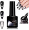 Black Cat Eye Gel Nail Polish - Holographic Glitter, Magnetic, UV Led, Soak Off
