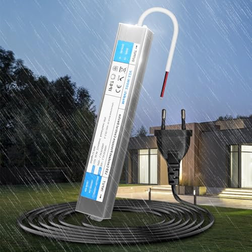 KSIBNW Trasformatore LED 12V 200W Alimentatore Impermeabile IP67 LED Driver con Spina AC 220V a DC 12V 16,6A 200W Adattatore Esterno Trasformatori Interruttore Tensione Bassa Costante Alimentatoredi