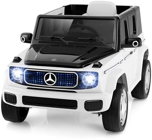 COSTWAY Kinder Elektroauto Mercedes-Benz, 12V Elektrofahrzeug mit 2,4G Fernbedienung & Scheinwerfer & Musik & Hupe, Kinderauto Elektrisch, Elektroauto für Kinder ab 3 Jahren (Weiß)