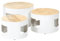 SXJEQOC Beistelltische 3er Set Fass-Design Massivholz Mango Beistelltisch Couch Couchtisch Wohnzimmertisch Satztische für Wohnzimmer und Schlafzimmer Stapelbar