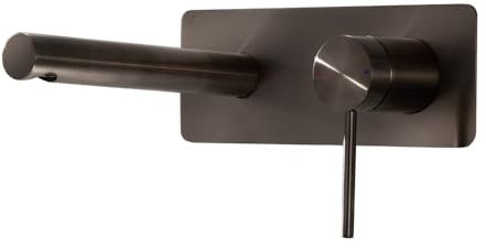 Milano Otto Modern Wall Mounted Bathroom Basin Mixer Tap Lever Handle - Black Nickel