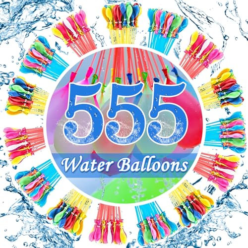 Wasserbomben Selbstschließend, 555 Stück Wasserbomben Set 60 Sekunden Schnellfüller, Wasser Luftballons Bunt Wasserballons, Gemischt Wasserschlacht Luftballons für Kinder Sommer Party Wasserspiele