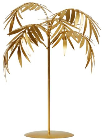 New Gold Palm Tree Table Decor – 28cm Luxury Gold Finish Centrepiece for Home – Tropical Palm Tree Ornament for Shelf, Mantel or Accent Table – Modern Home Décor N-74