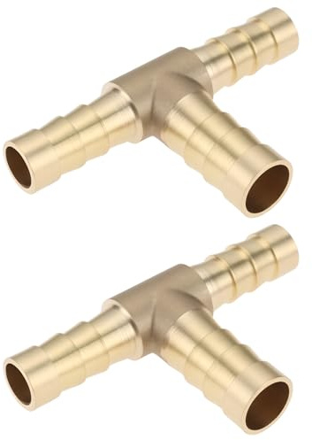 LT Easiyl 2X Brass Barb Reducing T Piece Size 8mm-10mm-8mm Connect Lines for Air Water Fuel Oil and Inert Gases in Simple Way