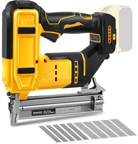 18GA Akku Nagler Set Kompatibel mit Dewalt 20V, 2 in 1 Bürstenlose Nagelpistole/Klammerpistole mit 500 Nägeln und 500 Klammern, für Heimwerker, DIY, Holzbearbeitung (Ohne Akku)