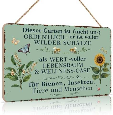 ANHUIB Lustiges Gartenschild Gartenregeln Dekor Retro Bauernhaus Terrasse Schild Dieser Garten ist nicht unordentlich Wandschild für Balkon Geschenk Gärtner Frühling Patio Balkondeko für Außenbereich