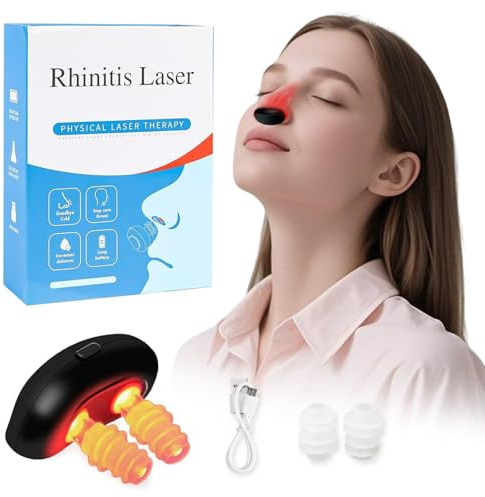 Rotlicht Nasaltherapiegerät, Infrarot-Rhinitis-Gerät, Nasenberuhigungsgerät Linderung der Rhinitis-Symptome für verstopfte Nase, Verstopfter Nase,Nasenjucken,Sinusitis (Mattschwarz)